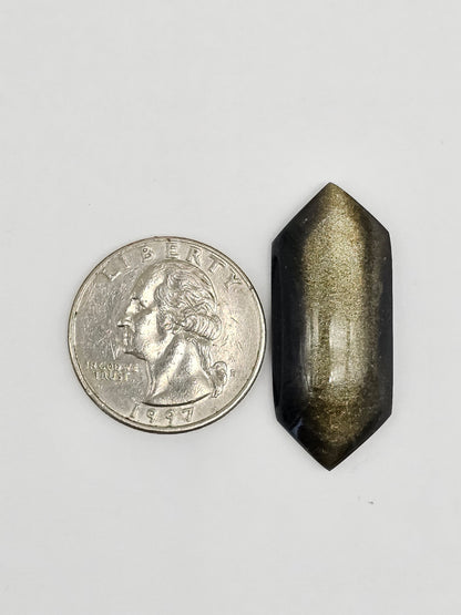 Gold Sheen Obsidian Long Diamond Cabochon | Natural Mexican Obsidian for Metalsmiths