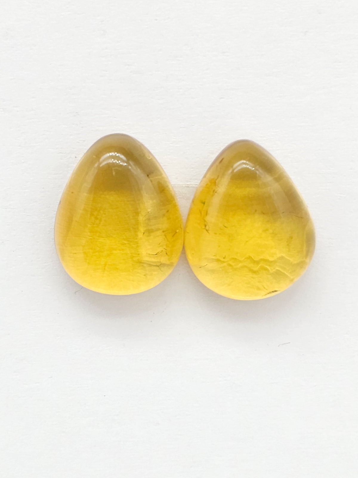 Amber Teardrop Cabochon Pair