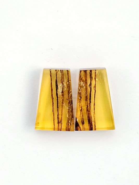 Amber authentic cabochon pair large