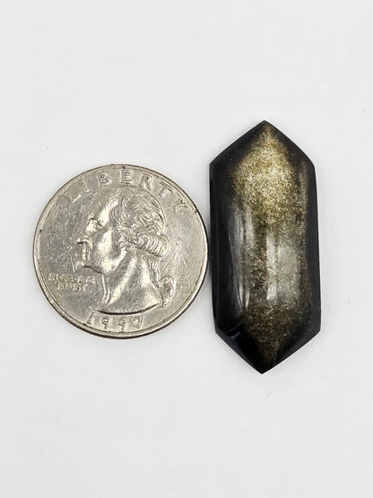 Gold Sheen Obsidian Long Diamond Cabochon | Natural Mexican Obsidian for Metalsmiths
