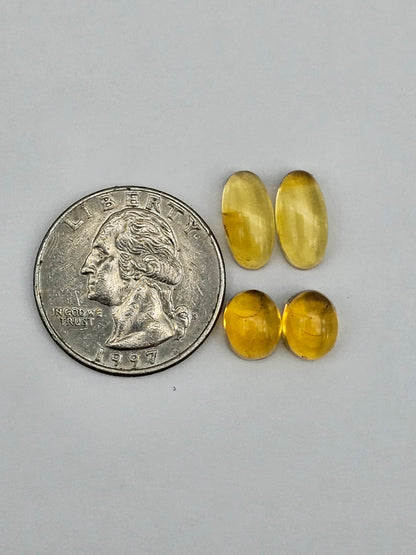 Amber authentic cabochon pair lot