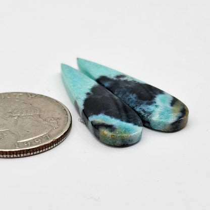 Chrysocolla Gemstone Cabochon Pair
