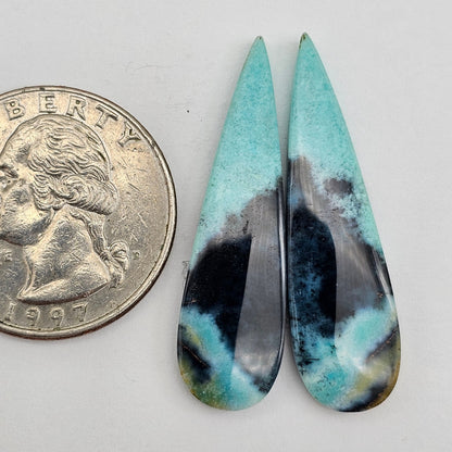 Chrysocolla Gemstone Cabochon Pair
