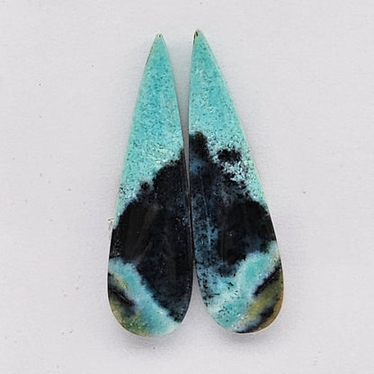 Chrysocolla Gemstone Cabochon Pair