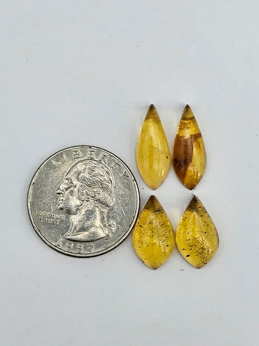 Amber authentic cabochon pair lot