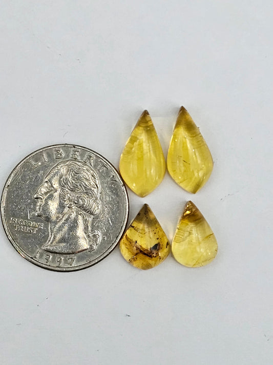 Amber authentic cabochon pair lot