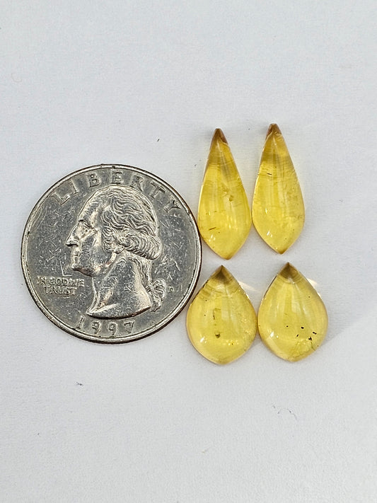 Amber authentic cabochon pair lot