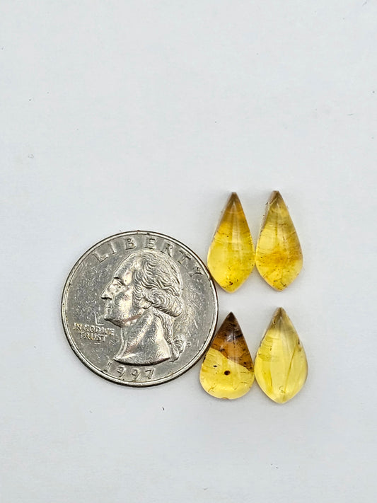 Amber authentic cabochon pair lot