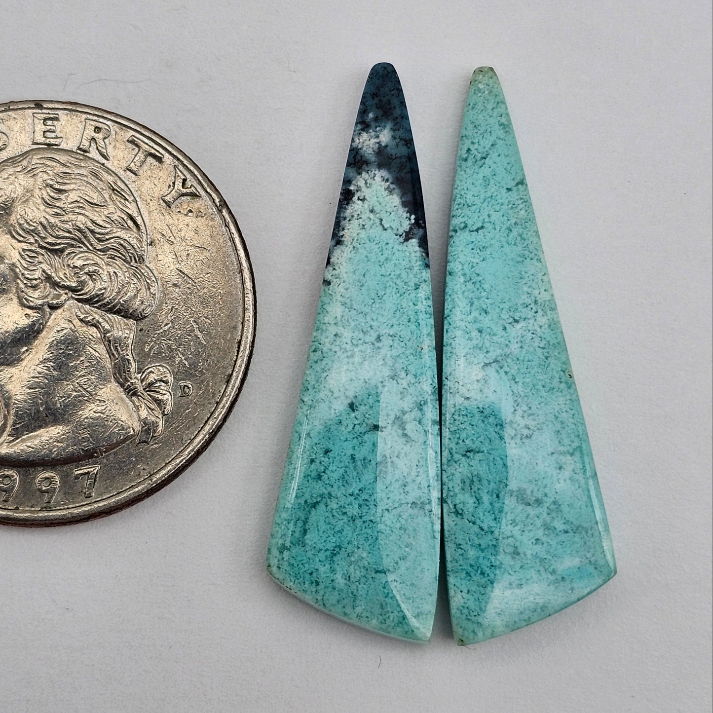 Chrysocolla Gemstone Cabochon Pair