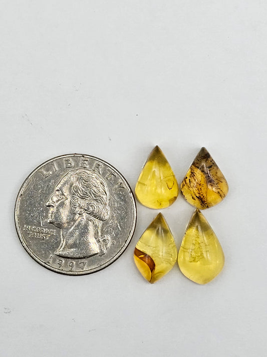 Amber authentic cabochon pair lot
