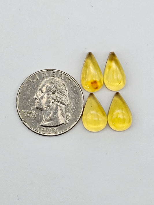 Amber authentic cabochon pair lot