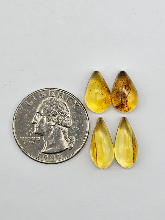 Amber authentic cabochon pair lot