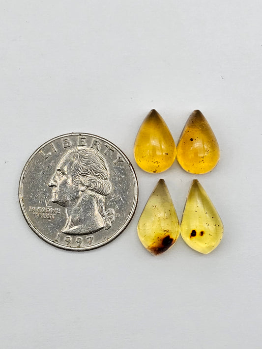 Amber authentic cabochon pair lot