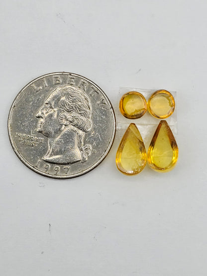 Amber authentic cabochon pair lot
