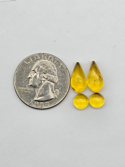 Amber authentic cabochon pair lot