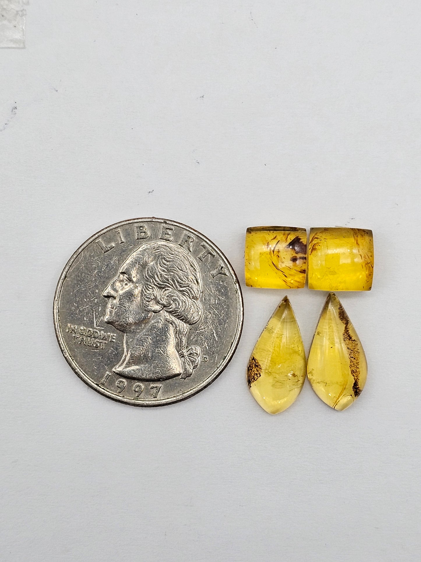 Amber authentic cabochon pair lot