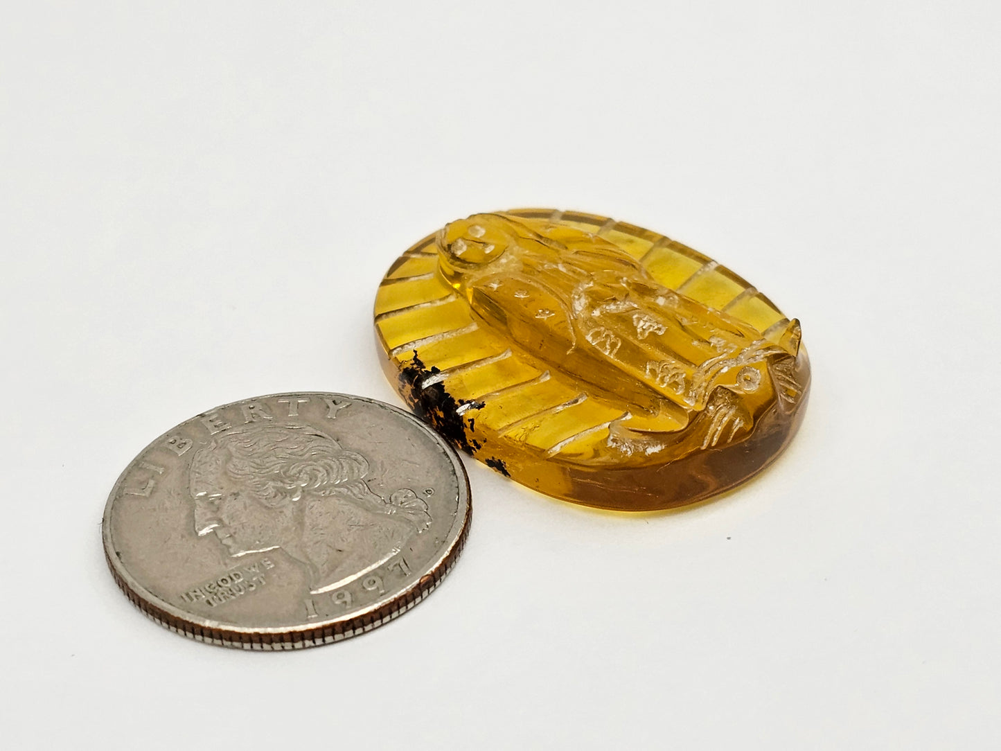 Amber authentic Virgin Mary carved cabochon large