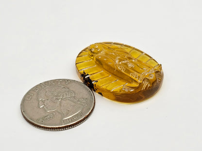 Amber authentic Virgin Mary carved cabochon large