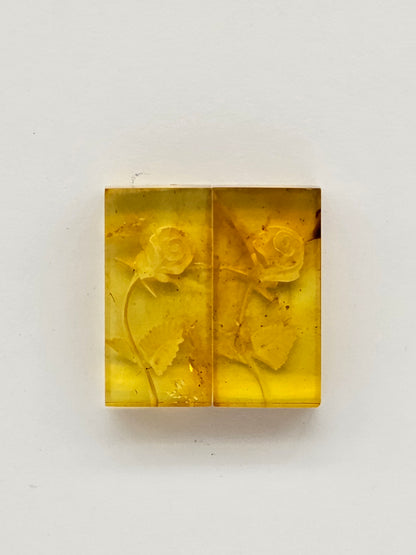 Amber authentic intaglio cabochon pair large
