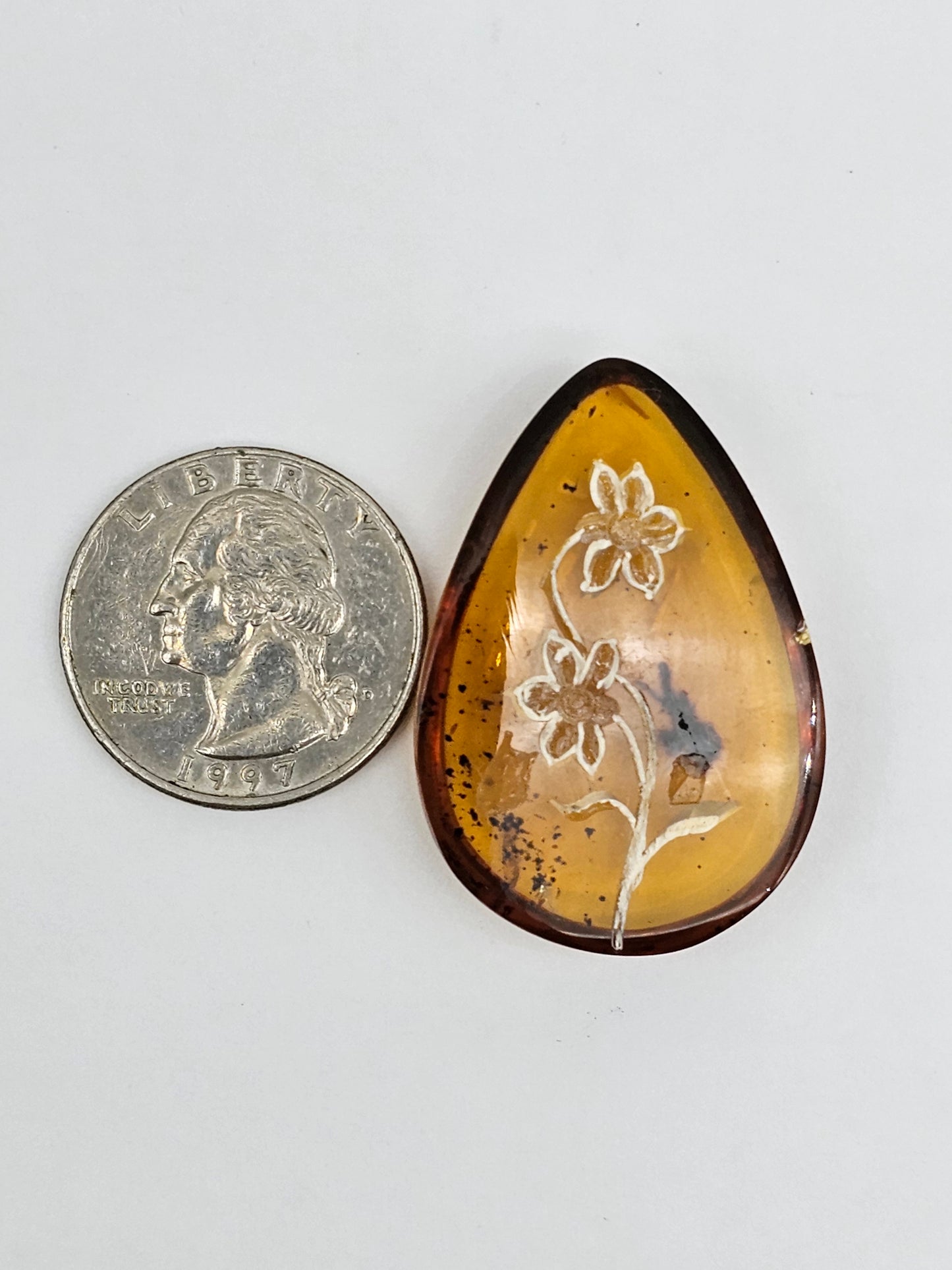 Amber authentic intaglio cabochon large
