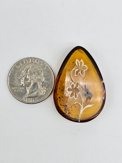 Amber authentic intaglio cabochon large