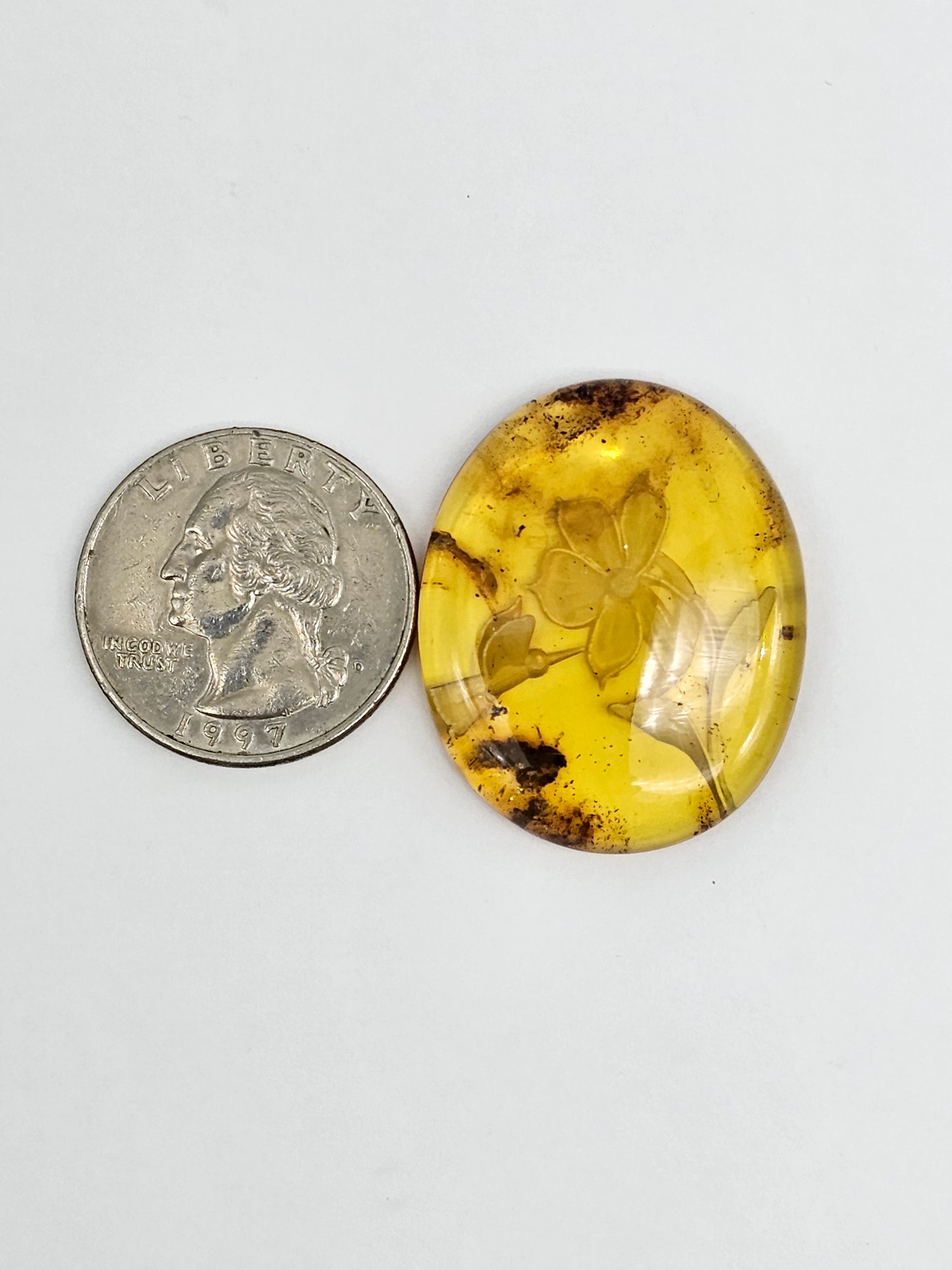 Amber authentic intaglio cabochon large