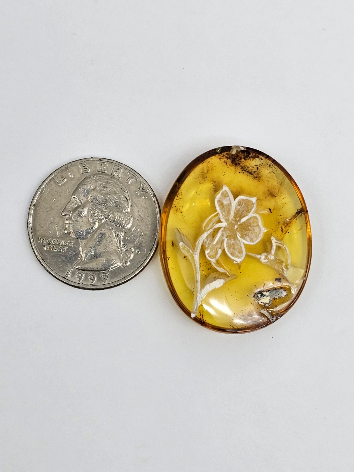 Amber authentic intaglio cabochon large