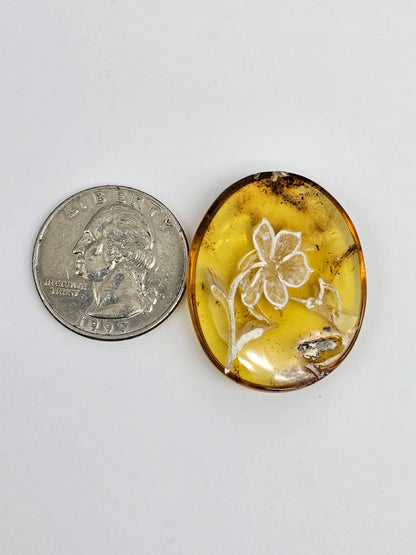 Amber authentic intaglio cabochon large