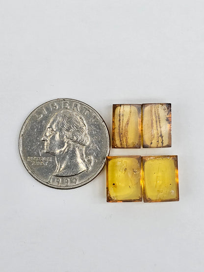 Amber authentic cabochon pair lot