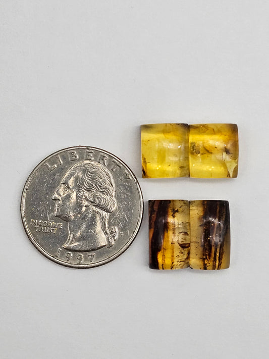 Amber authentic cabochon pair lot