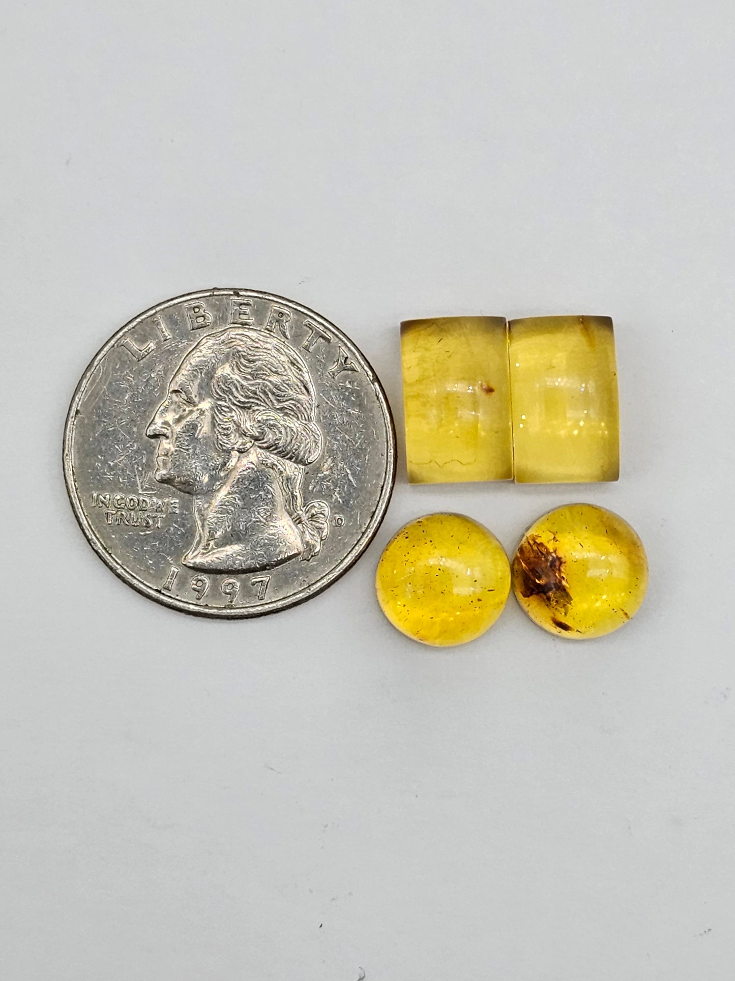 Amber authentic cabochon pair lot