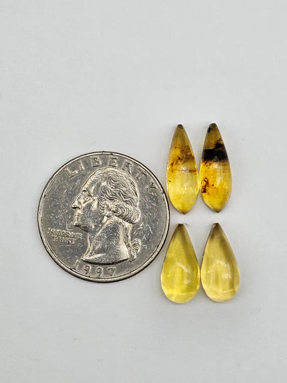 Amber authentic cabochon pair lot