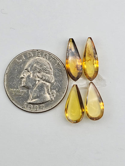 Amber authentic cabochon pair lot