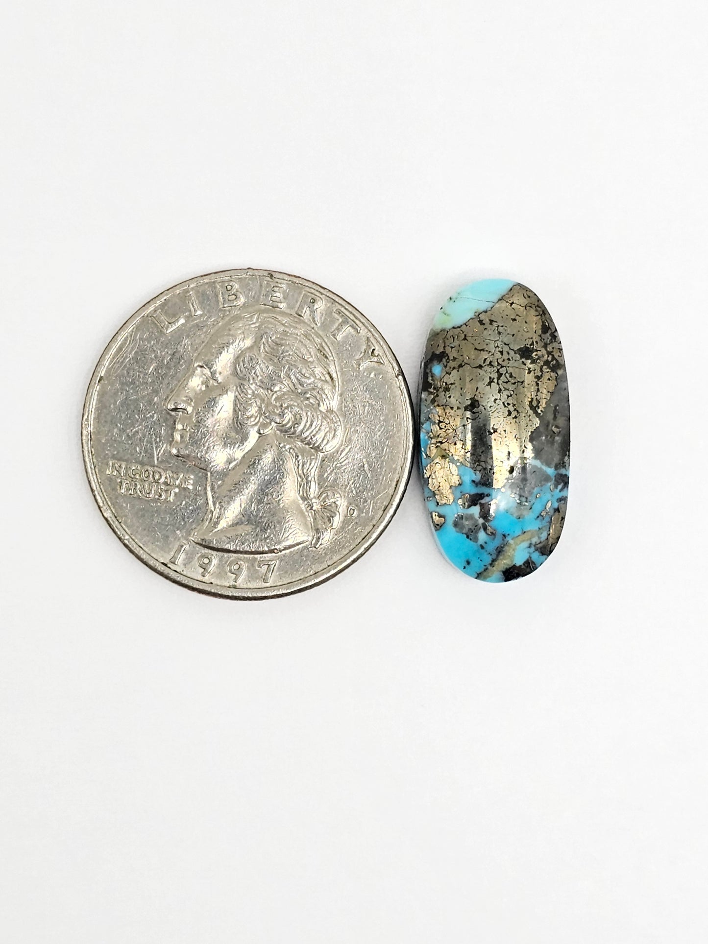 Mexican Turquoise with Pyrite Cabochon | Artisan Cut Gemstone