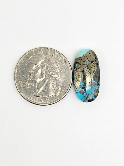 Mexican Turquoise with Pyrite Cabochon | Artisan Cut Gemstone