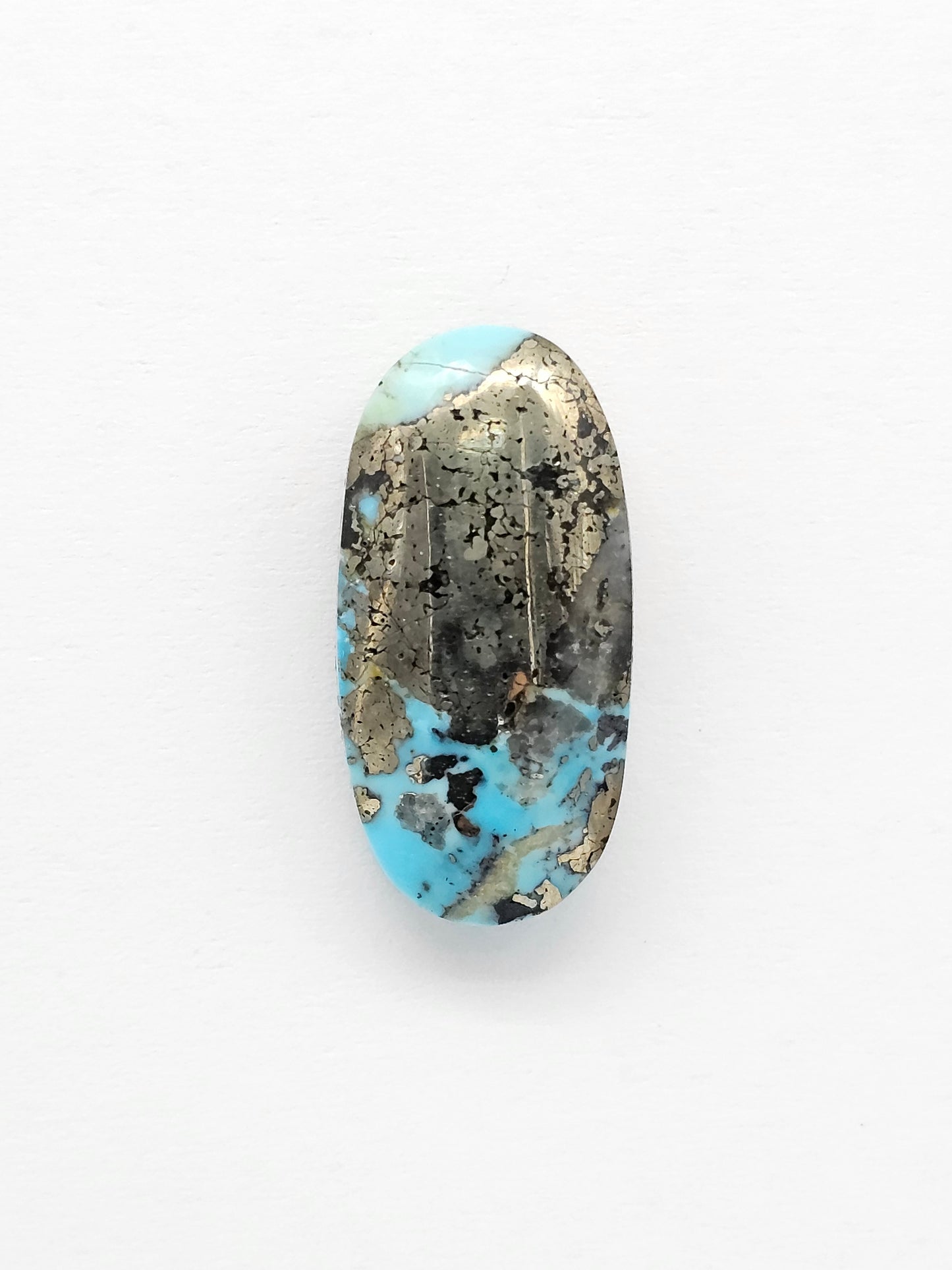 Mexican Turquoise with Pyrite Cabochon | Artisan Cut Gemstone