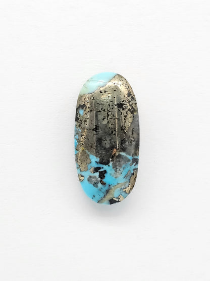 Mexican Turquoise with Pyrite Cabochon | Artisan Cut Gemstone