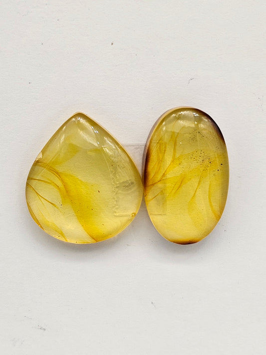 Amber authentic cabochon set large