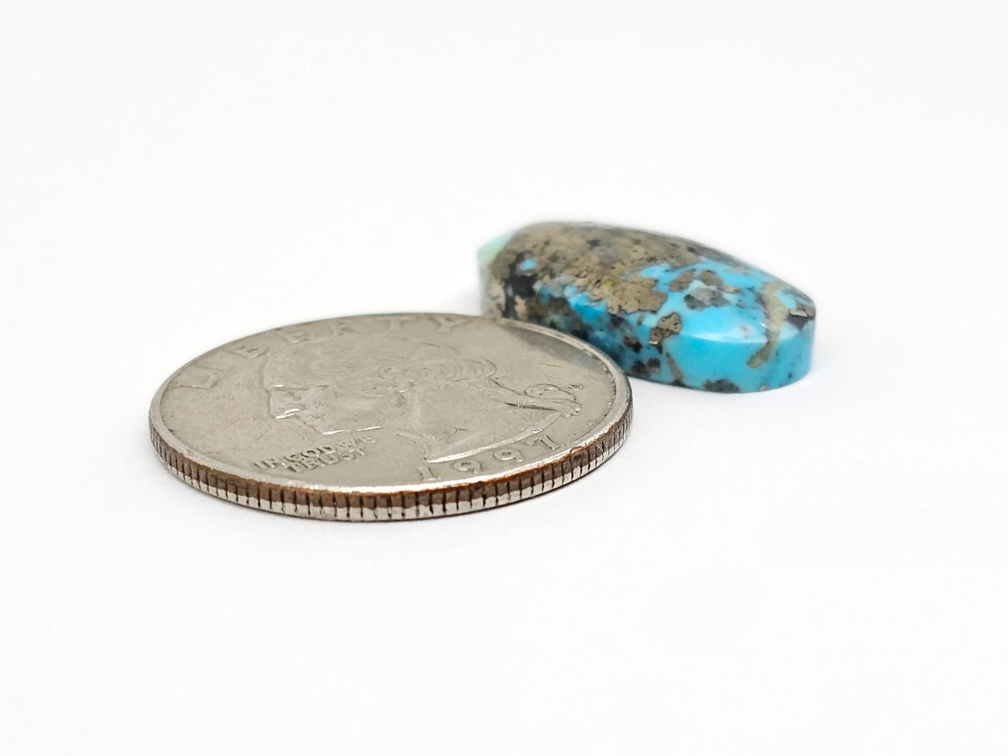 Mexican Turquoise with Pyrite Cabochon | Artisan Cut Gemstone