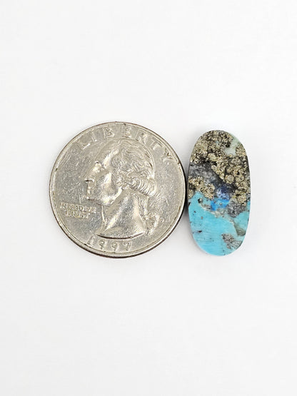 Mexican Turquoise with Pyrite Cabochon | Artisan Cut Gemstone