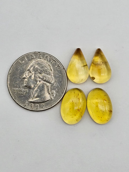 Amber authentic cabochon pair lot