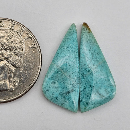Chrysocolla Gemstone Cabochon Pair