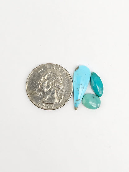 Mexican Turquoise Lot with Pyrite Cabochon | Artisan Cut Gemstone