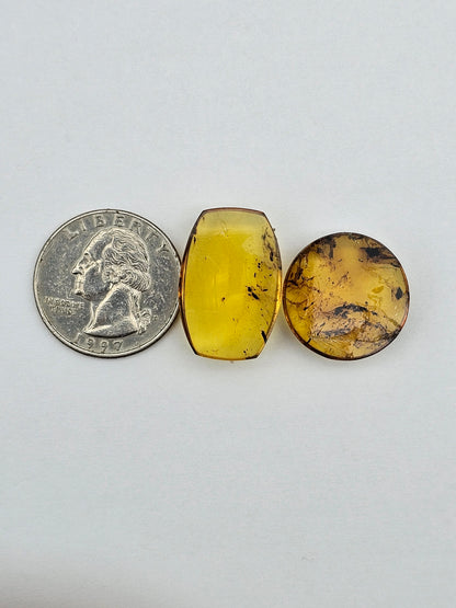 Amber authentic cabochon set large