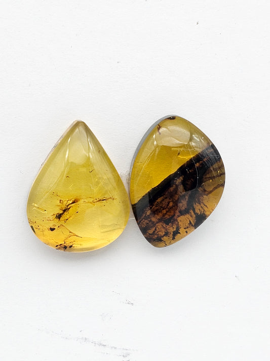Amber authentic cabochon set large
