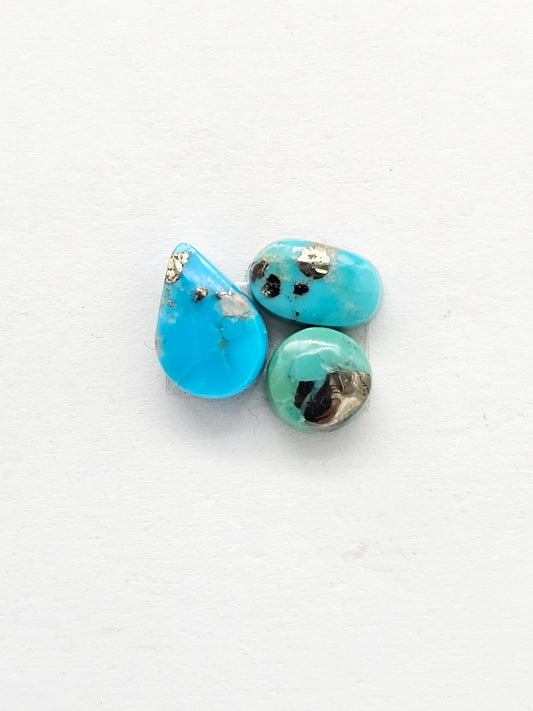 Mexican Turquoise Lot with Pyrite Cabochon | Artisan Cut Gemstone