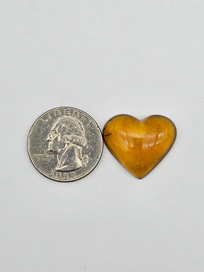 Amber authentic heart cabochon large