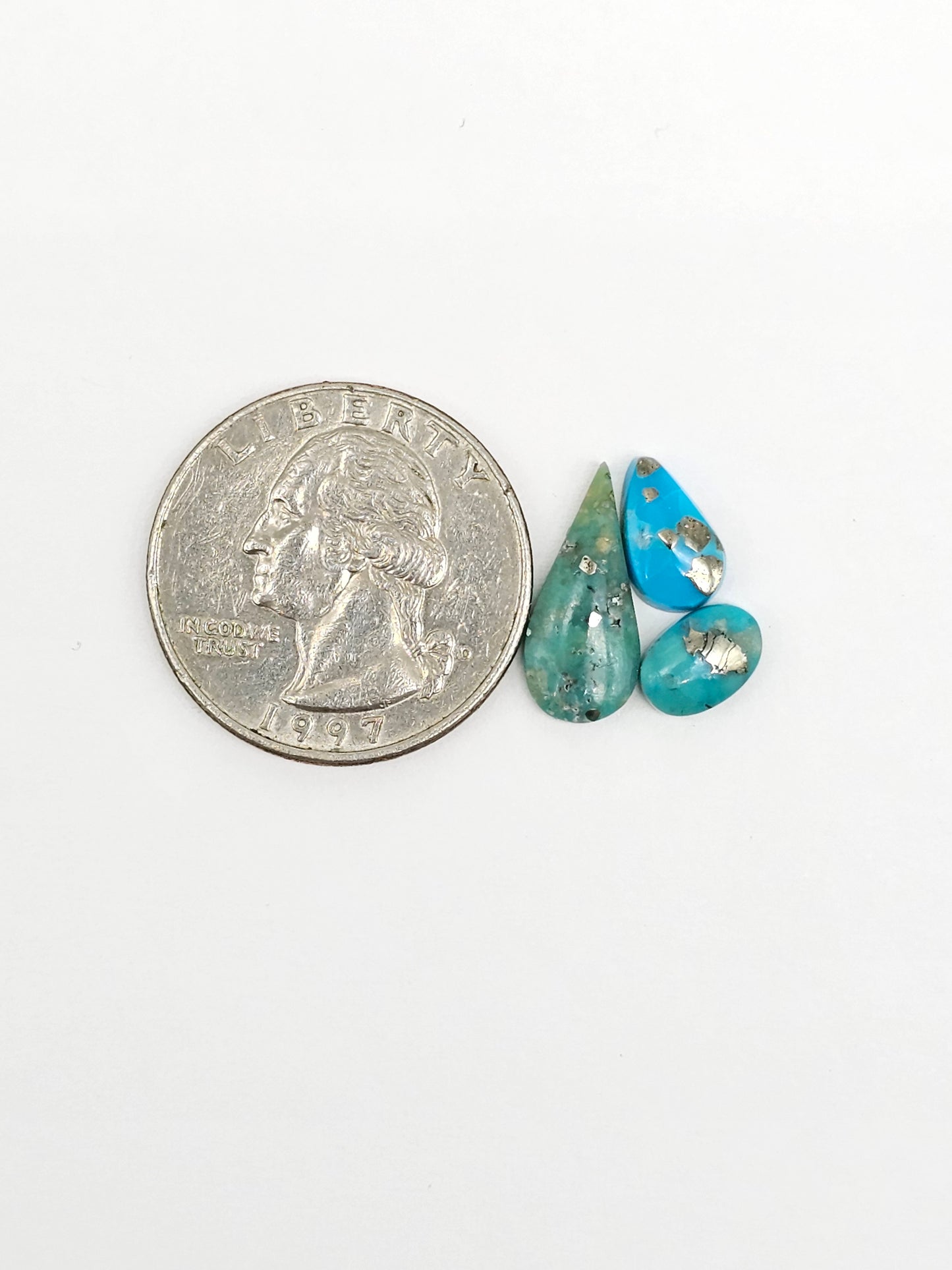 Mexican Turquoise Lot with Pyrite Cabochon | Artisan Cut Gemstone