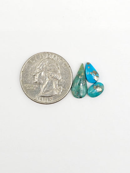 Mexican Turquoise Lot with Pyrite Cabochon | Artisan Cut Gemstone