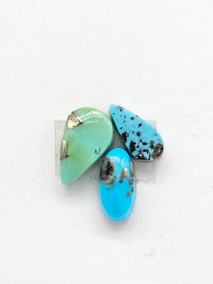 Mexican Turquoise Lot with Pyrite Cabochon | Artisan Cut Gemstone
